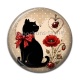 Cabochon Résine - chat fleur