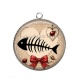 Pendentif Cabochon Argent - arête de poisson