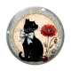 Cabochon Verre - chat fleur