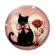 Cabochon Verre - chat fleur