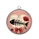 Pendentif Cabochon Argent - arête de poisson