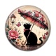 Cabochon Résine - chat fleur parrapluie