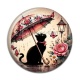 Cabochon Résine - chat fleur parrapluie