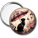 Miroir de poche - chat fleur parrapluie