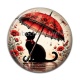 Cabochon Résine - chat fleur parrapluie
