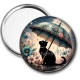 Miroir de poche - chat fleur parrapluie