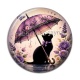 Cabochon Résine - chat fleur parrapluie