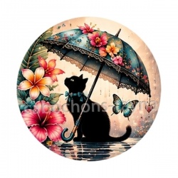 chat fleur parrapluie