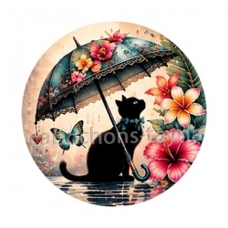 chat fleur parrapluie
