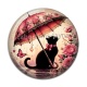 Cabochon Résine - chat fleur parrapluie