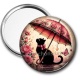 Miroir de poche - chat fleur parrapluie