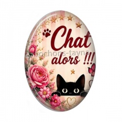 chat fleur parapluie Ovale