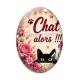 Cabochon Verre Ovale - chat fleur parapluie Ovale