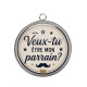 Pendentif Cabochon Argent - veux tu être mon parrain