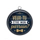 Pendentif Cabochon Argent - veux tu être mon parrain
