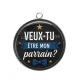 Pendentif Cabochon Argent - veux tu être mon parrain