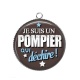 Pendentif Cabochon Argent - je suis un pompier qui déchire