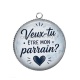 Pendentif Cabochon Argent - veux tu être mon parrain