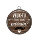 Pendentif Cabochon Argent - veux tu être mon parrain