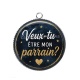 Pendentif Cabochon Argent - veux tu être mon parrain