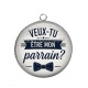 Pendentif Cabochon Argent - veux tu être mon parrain