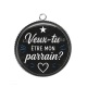 Pendentif Cabochon Argent - veux tu être mon parrain