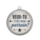 Pendentif Cabochon Argent - veux tu être mon parrain