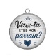 Pendentif Cabochon Argent - veux tu être mon parrain