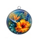 Pendentif Cabochon Argent - fleur exotique