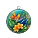 Pendentif Cabochon Argent - fleur exotique