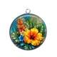 Pendentif Cabochon Argent - fleur exotique