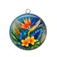 Pendentif Cabochon Argent - fleur exotique