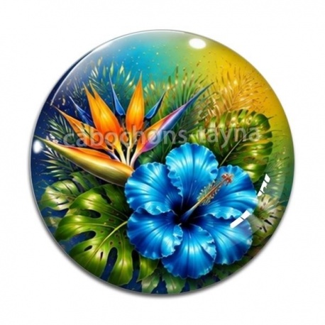 Cabochon Verre - fleur exotique
