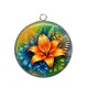 Pendentif Cabochon Argent - fleur exotique