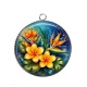 Pendentif Cabochon Argent - fleur exotique