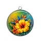 Pendentif Cabochon Argent - fleur exotique