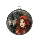 Pendentif Cabochon Argent - chaperon rouge