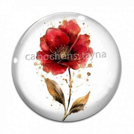 Cabochon Verre - coquelicot