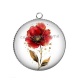 Pendentif Cabochon Argent - coquelicot