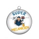 Pendentif Cabochon Argent - super mécanicien