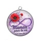 Pendentif Cabochon Argent - maman pour la vie je t'aime fort couleur violet