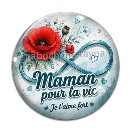 Cabochon Verre - maman pour la vie je t'aime fort couleur bleu