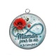 Pendentif Cabochon Argent - maman pour la vie je t'aime fort couleur bleu