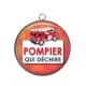 Pendentif Cabochon Argent - pompier qui déchire