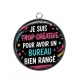 Pendentif Cabochon Argent - je suis trop créative pour avoir un bureau bien rangé