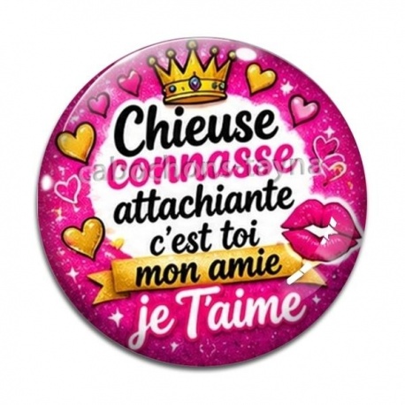 Cabochon Verre - chieuse connasse attachiante c'est toi mon amie