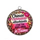 Pendentif Cabochon Argent - chieuse connasse attachiante c'est toi mon amie je t'aime