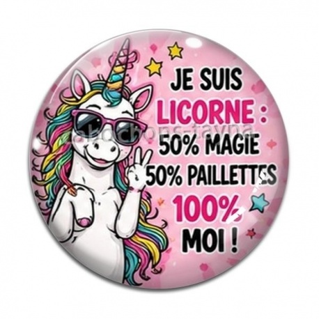 Cabochon Verre - je suis licorne 