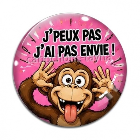 Cabochon Verre - j'peux pas j'ai pas envie