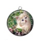 Pendentif Cabochon Argent - chaton fleur